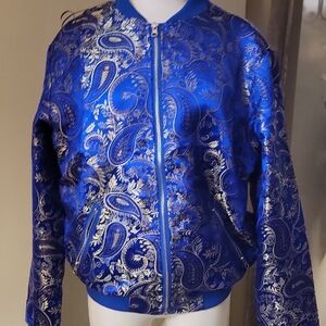 Jogal Mens Luxury Paisley Floral Embroidered Jacket Size M